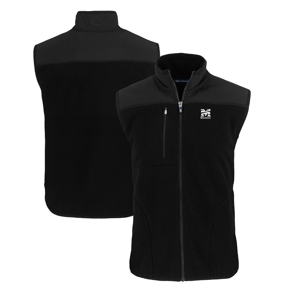 Men's Cutter & Buck Black Morehouse Maroon Tigers Big Tall Cascade Eco Sherpa Fleece Full-Zip Vest