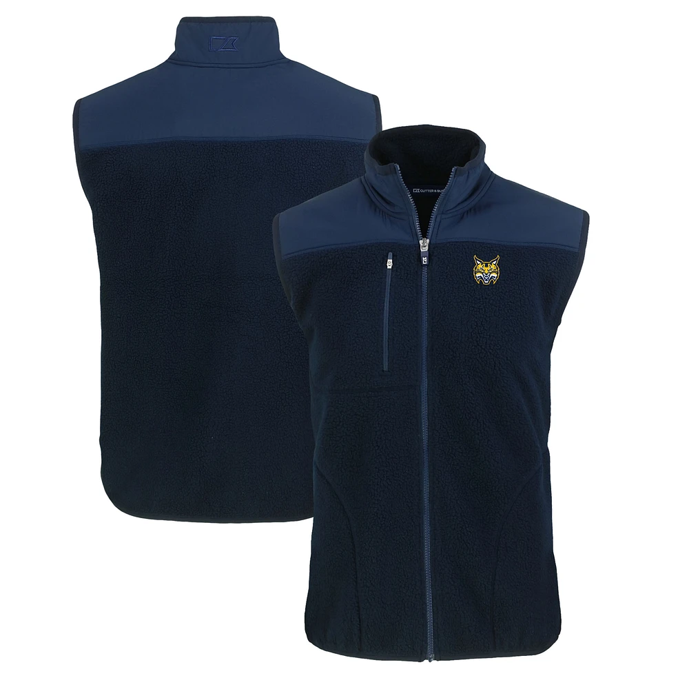 Men's Cutter & Buck Navy Quinnipiac Bobcats Big Tall Cascade Eco Sherpa Fleece Full-Zip Vest