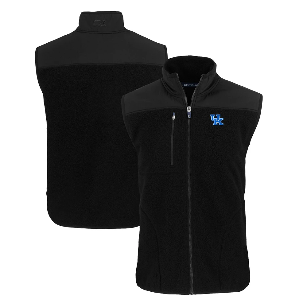 Men's Cutter & Buck Black Kentucky Wildcats Big Tall Cascade Eco Sherpa Fleece Full-Zip Vest