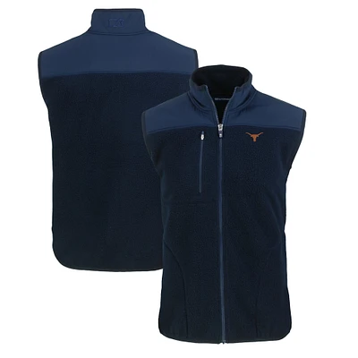 Men's Cutter & Buck Navy Texas Longhorns Big & Tall Cascade Eco Sherpa Fleece Full-Zip Vest