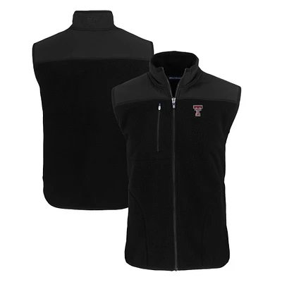 Men's Cutter & Buck Black Texas Tech Red Raiders Big Tall Cascade Eco Sherpa Fleece Full-Zip Vest
