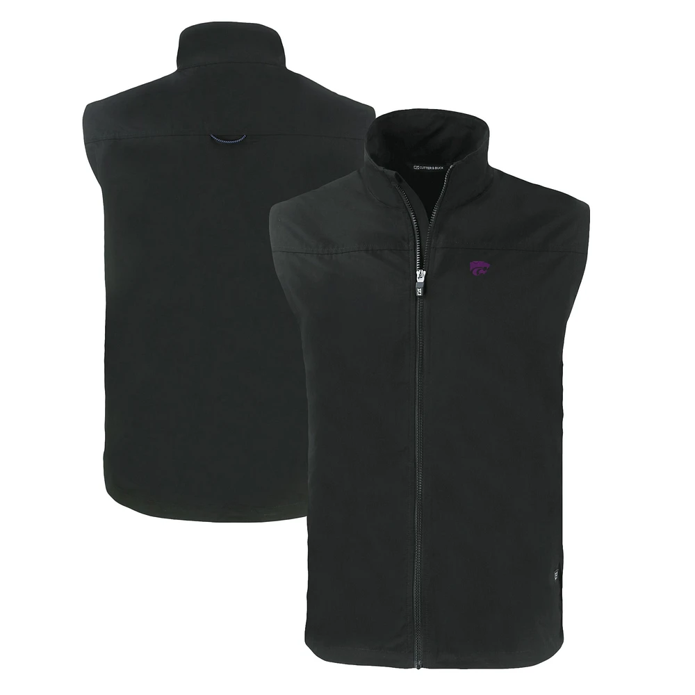 Men's Cutter & Buck Black Kansas State Wildcats Big Tall Charter Eco Full-Zip Vest