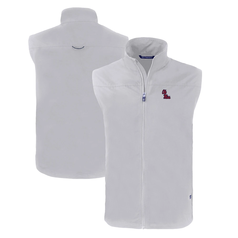 Men's Cutter & Buck Gray Ole Miss Rebels Big Tall Charter Eco Full-Zip Vest