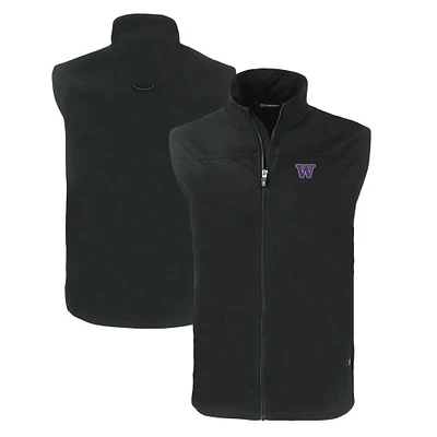 Men's Cutter & Buck Black Washington Huskies Big Tall Charter Eco Full-Zip Vest