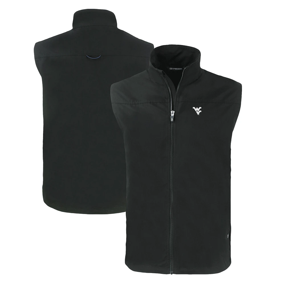 Men's Cutter & Buck Black West Virginia Mountaineers Big Tall Charter Eco Full-Zip Vest