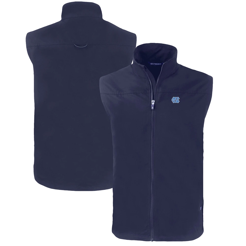 Men's Cutter & Buck Navy North Carolina Tar Heels Big Tall Charter Eco Full-Zip Vest