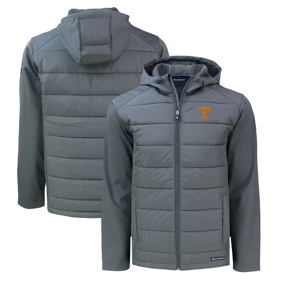 Men's Cutter & Buck Gray Tennessee Volunteers Big & Tall Evoke Hybrid Eco Softshell Recycled Full-Zip Hoodie