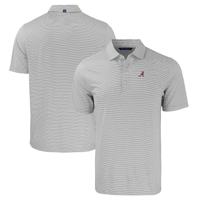 Men's Cutter & Buck Gray/White Alabama Crimson Tide Big & Tall Forge Eco Double Stripe Stretch Recycled Polo