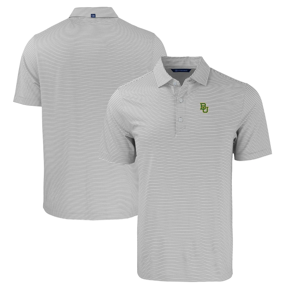 Men's Cutter & Buck Gray/White Baylor Bears Big Tall Forge Eco Double Stripe Stretch Recycled Polo