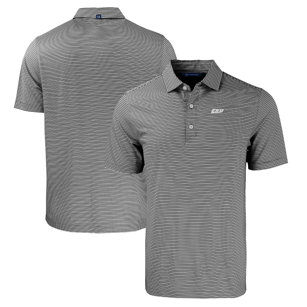Men's Cutter & Buck Black/White Eastern Kentucky Colonels Big Tall Forge Eco Double Stripe Stretch Recycled Polo
