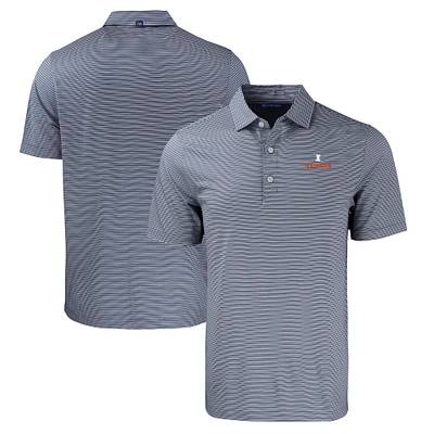 Men's Cutter & Buck Navy/White Illinois Fighting Illini Big Tall Forge Eco Double Stripe Stretch Recycled Polo