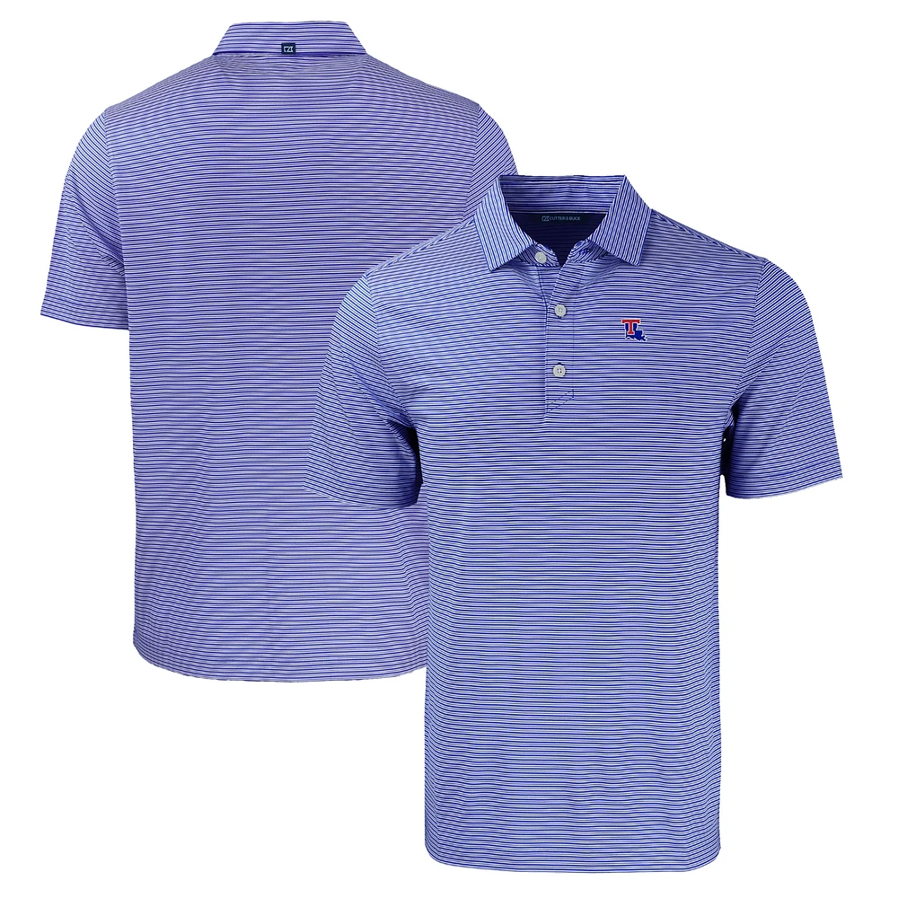 Men's Cutter & Buck Royal/White Louisiana Tech Bulldogs Big Tall Forge Eco Double Stripe Stretch Recycled Polo