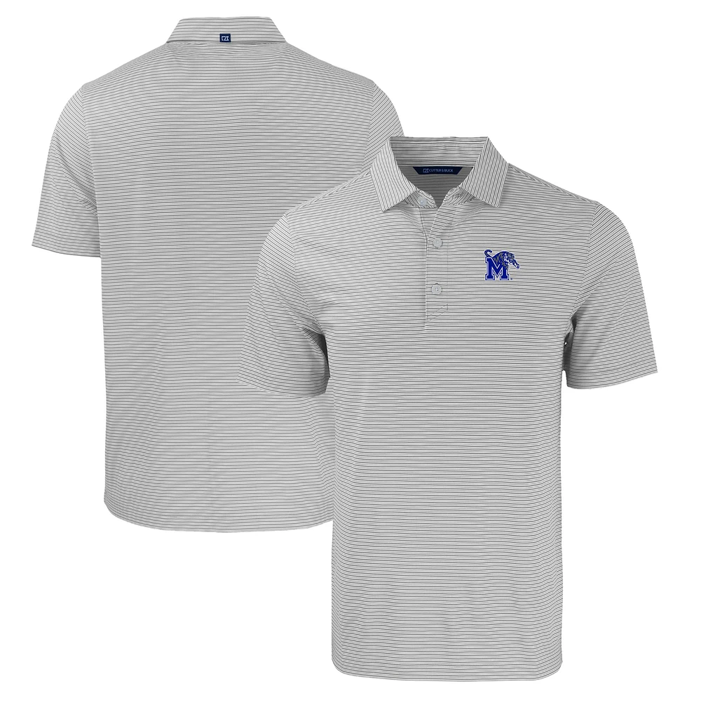 Men's Cutter & Buck Gray/White Memphis Tigers Big Tall Forge Eco Double Stripe Stretch Recycled Polo