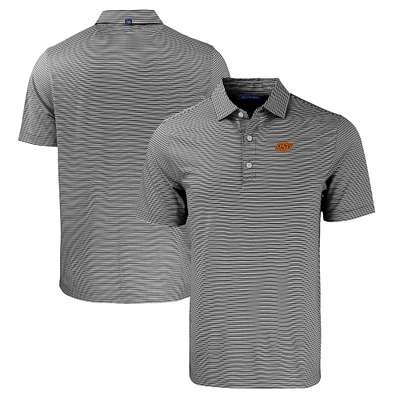 Men's Cutter & Buck Black/White Oklahoma State Cowboys Big Tall Forge Eco Double Stripe Stretch Recycled Polo