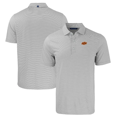 Men's Cutter & Buck Gray/White Oklahoma State Cowboys Big Tall Forge Eco Double Stripe Stretch Recycled Polo