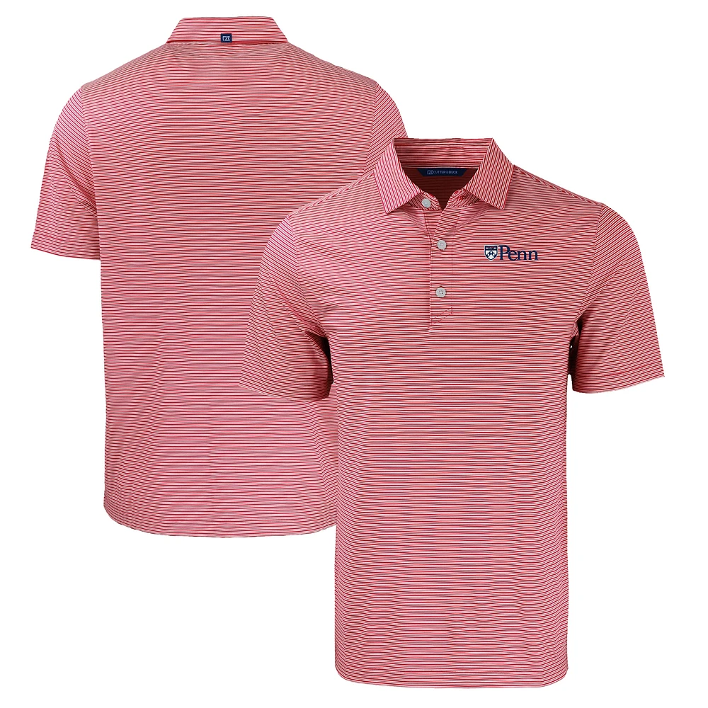 Men's Cutter & Buck Red Pennsylvania Quakers Big Tall Forge Eco Double Stripe Stretch Recycled Polo