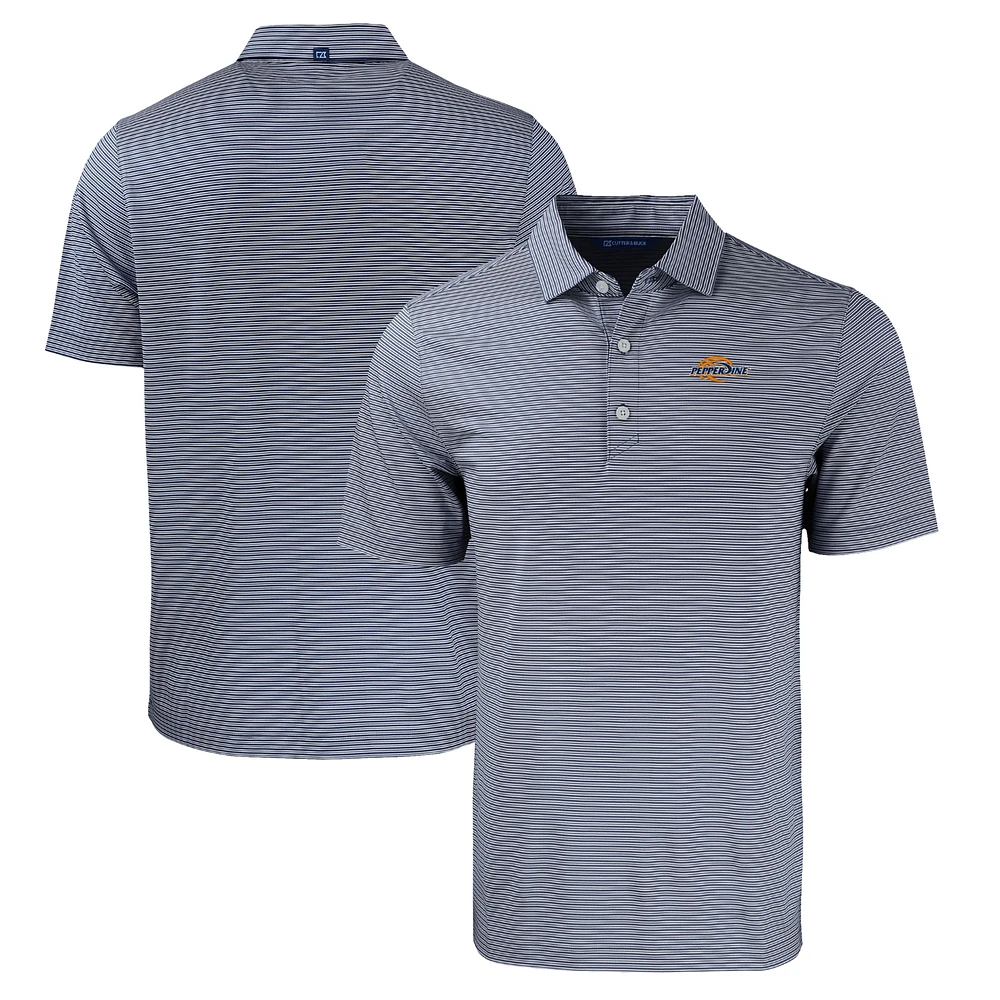 Men's Cutter & Buck Navy/White Pepperdine Waves Big Tall Forge Eco Double Stripe Stretch Recycled Polo