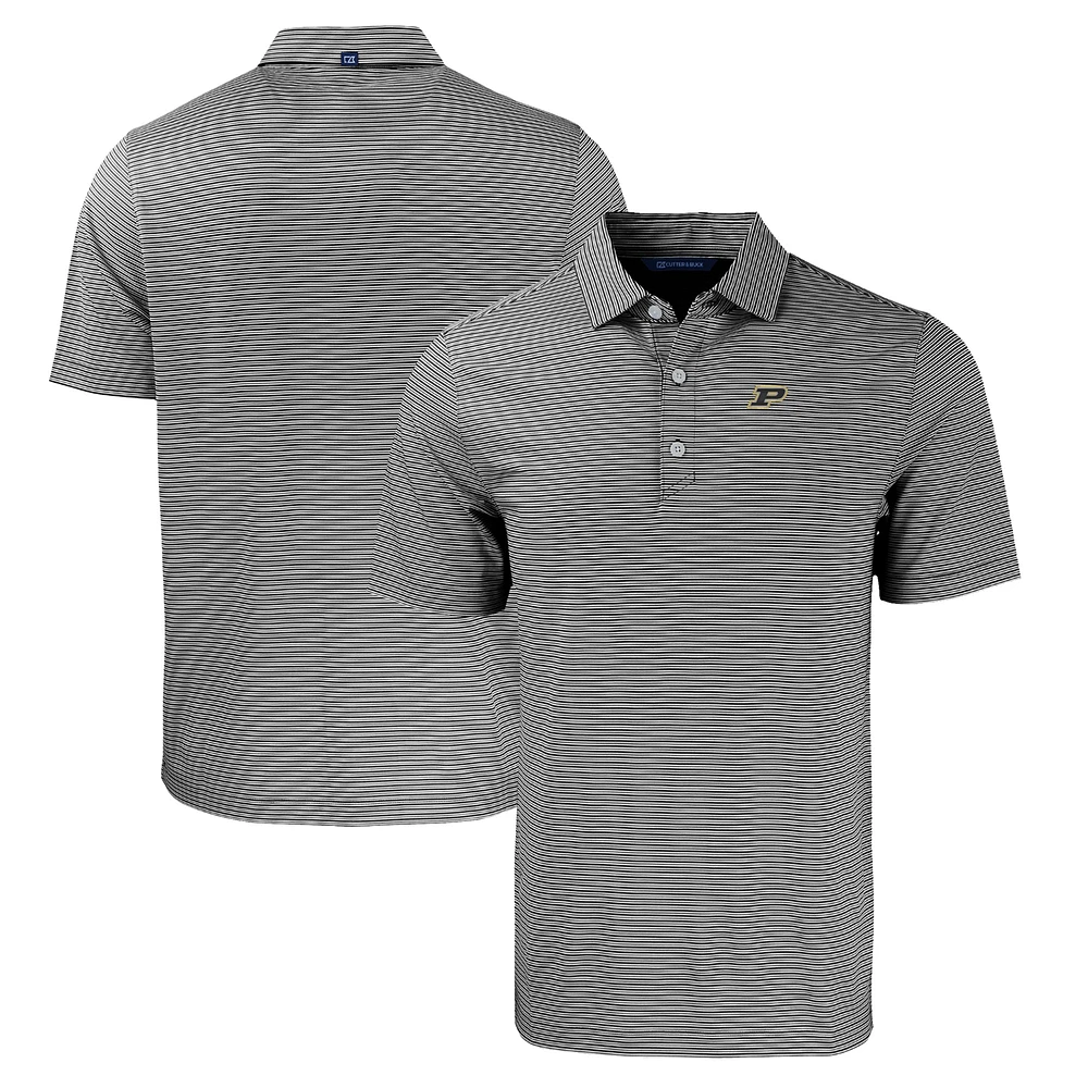 Men's Cutter & Buck Black/White Purdue Boilermakers Big Tall Forge Eco Double Stripe Stretch Recycled Polo