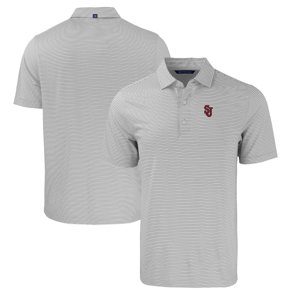 Men's Cutter & Buck Gray/White St. John's Red Storm Big Tall Forge Eco Double Stripe Stretch Recycled Polo
