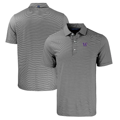 Men's Cutter & Buck Black/White Washington Huskies Big & Tall Forge Eco Double Stripe Stretch Recycled Polo