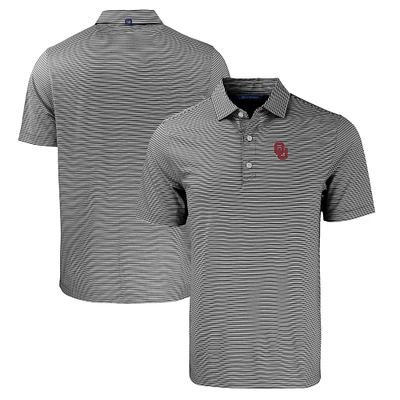Men's Cutter & Buck Black/White Oklahoma Sooners Big & Tall Forge Eco Double Stripe Stretch Recycled Polo
