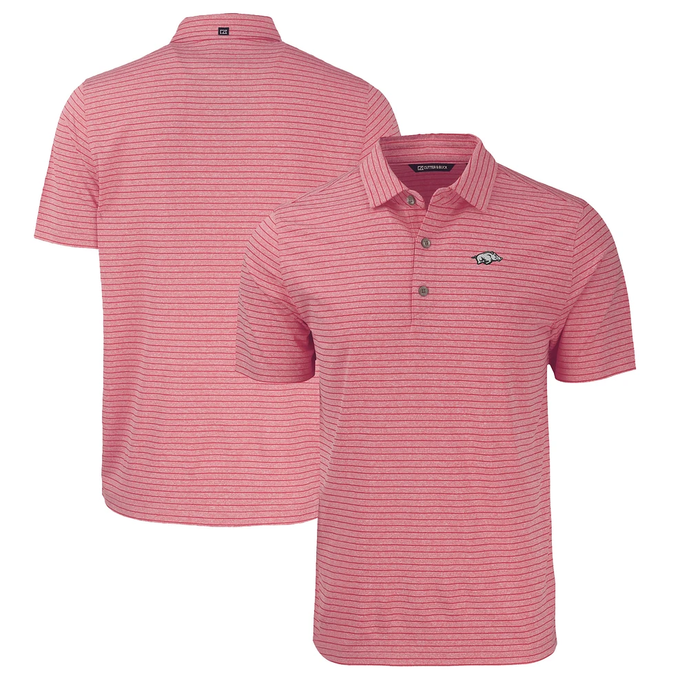 Men's Cutter & Buck Heather Cardinal Arkansas Razorbacks Big Tall Forge Eco Stripe Stretch Recycled Polo