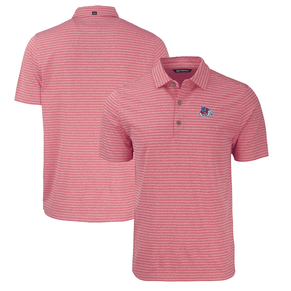 Men's Cutter & Buck Heather Red Fresno State Bulldogs Big Tall Forge Eco Stripe Stretch Recycled Polo