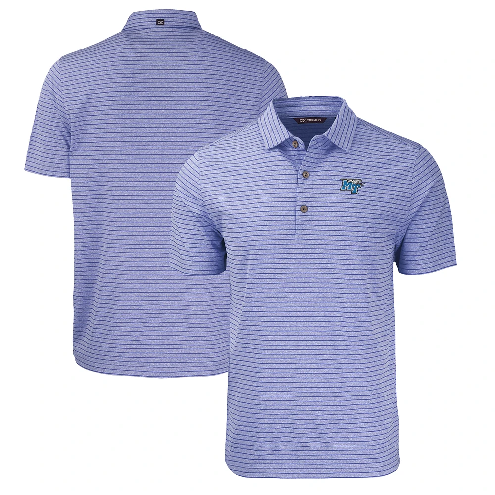 Men's Cutter & Buck Heather Royal MTSU Blue Raiders Big Tall Forge Eco Stripe Stretch Recycled Polo