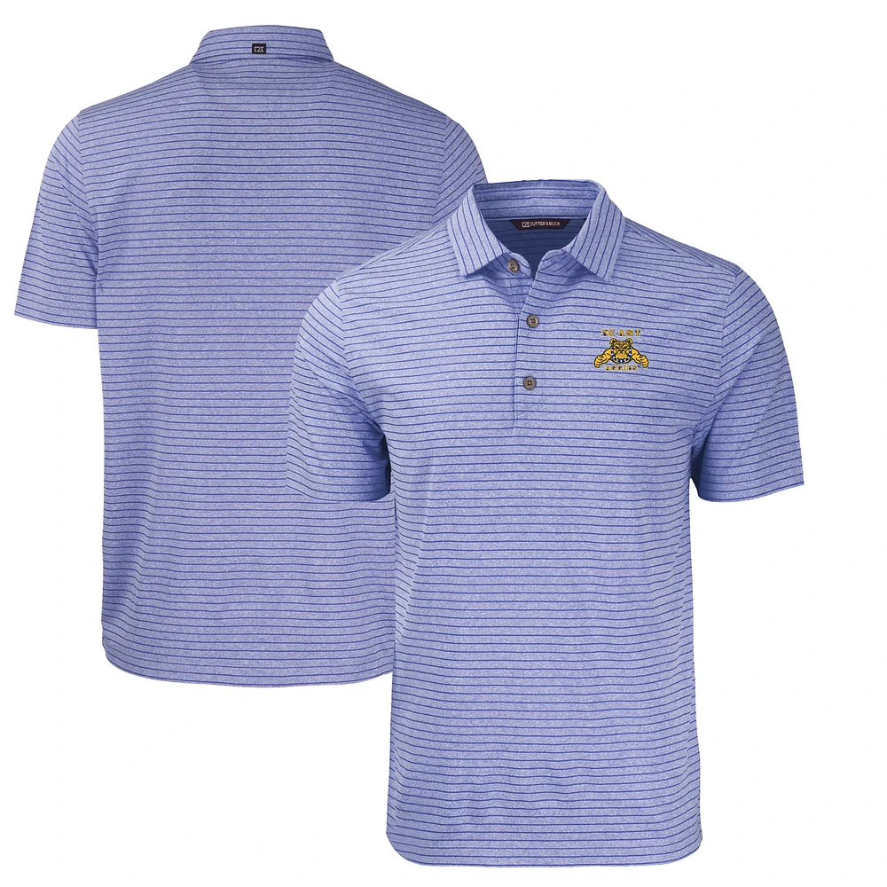 Men's Cutter & Buck Heather Blue North Carolina A&T Aggies Big Tall Forge Eco Stripe Stretch Recycled Polo