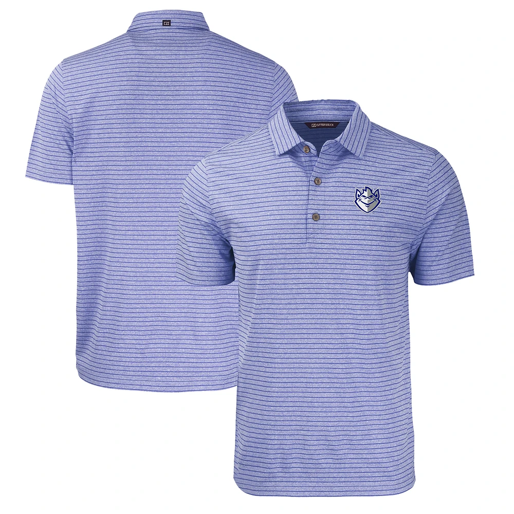 Men's Cutter & Buck Heather Blue Saint Louis Billikens Big Tall Forge Eco Stripe Stretch Recycled Polo