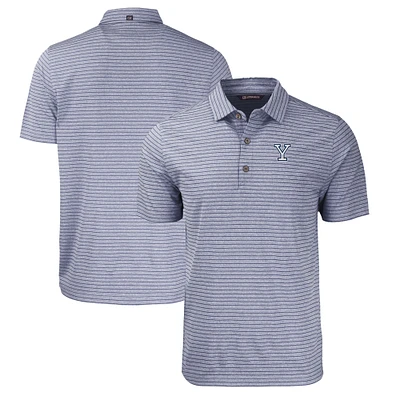 Men's Cutter & Buck Heather Navy Yale Bulldogs Big Tall Forge Eco Stripe Stretch Recycled Polo