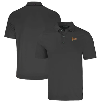 Men's Cutter & Buck Heather Black Arizona State Sun Devils Big Tall Forge Eco Stretch Recycled Polo