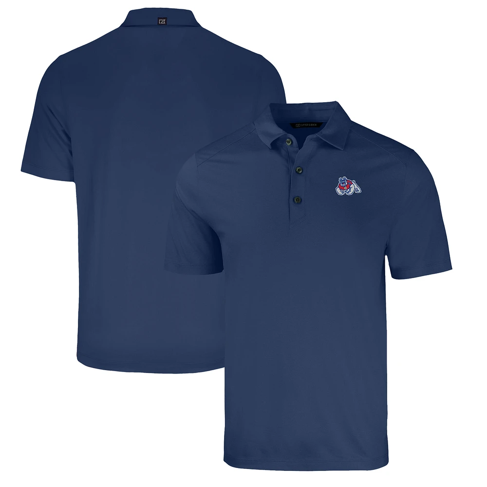 Men's Cutter & Buck Heather Navy Fresno State Bulldogs Big Tall Forge Eco Stretch Recycled Polo