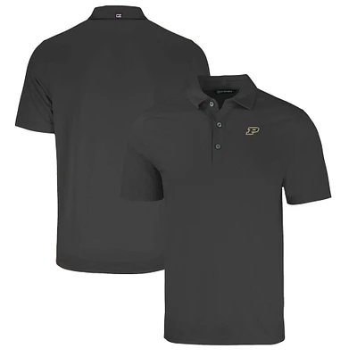 Men's Cutter & Buck Heather Black Purdue Boilermakers Big Tall Forge Eco Stretch Recycled Polo