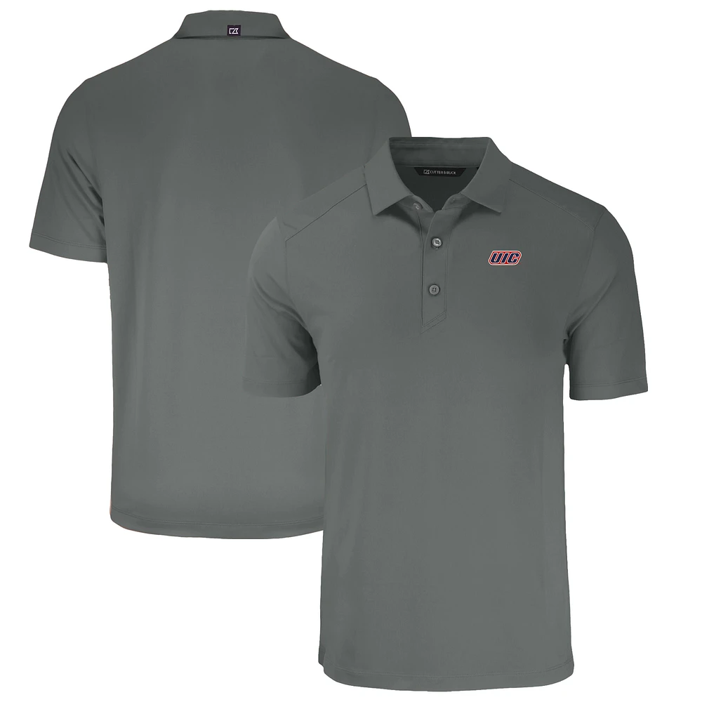 Men's Cutter & Buck Gray UIC Flames Big Tall Forge Eco Stretch Recycled Polo