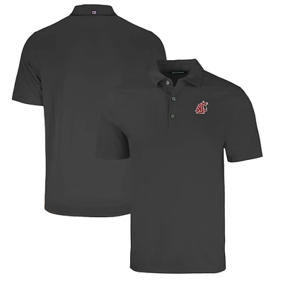 Men's Cutter & Buck Heather Black Washington State Cougars Big Tall Forge Eco Stretch Recycled Polo