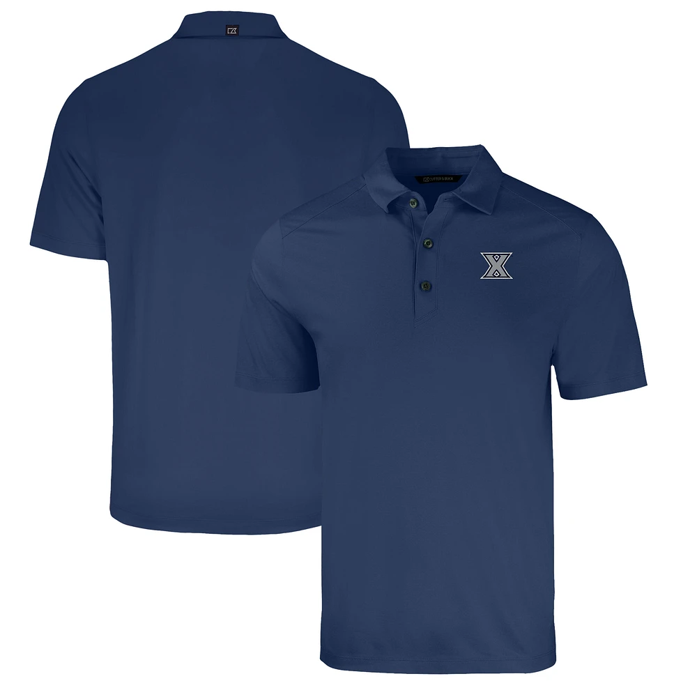 Men's Cutter & Buck Heather Navy Xavier Musketeers Big Tall Forge Eco Stretch Recycled Polo