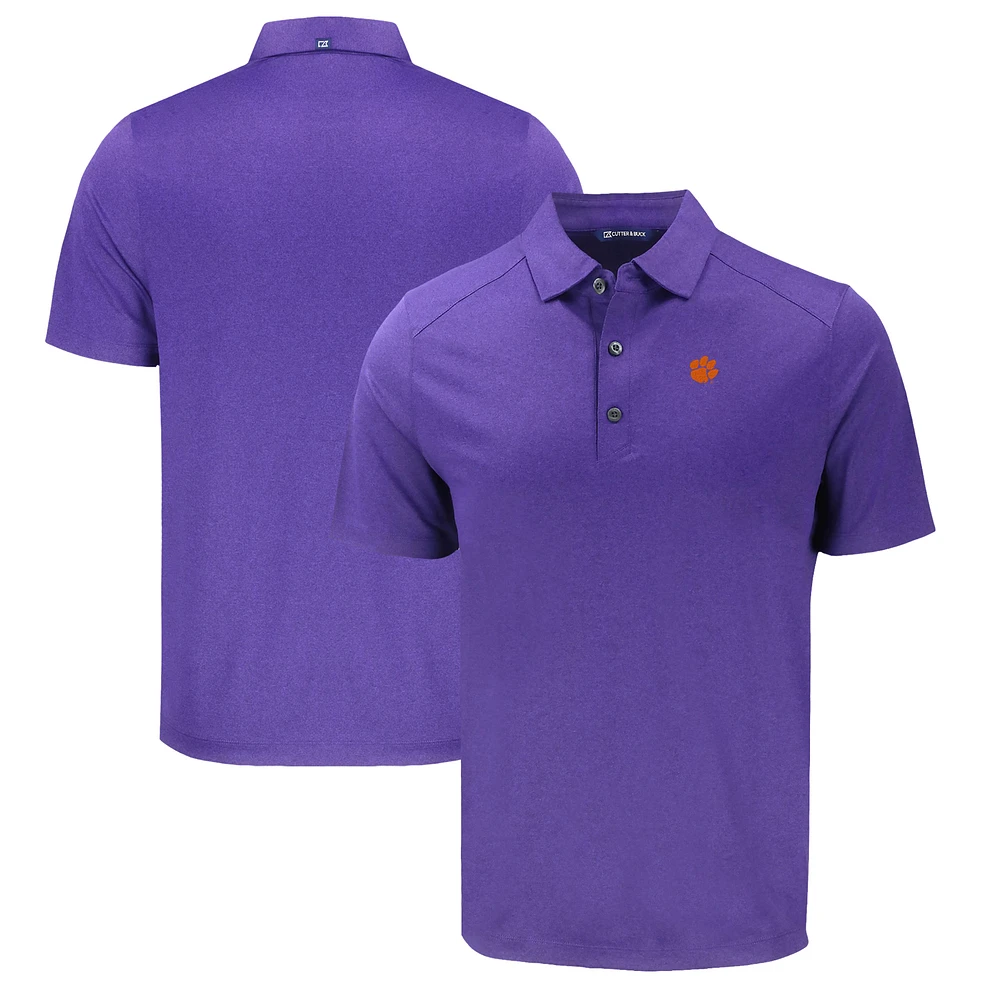 Men's Cutter & Buck Heather Purple Clemson Tigers Big Tall Forge Eco Stretch Recycled Polo