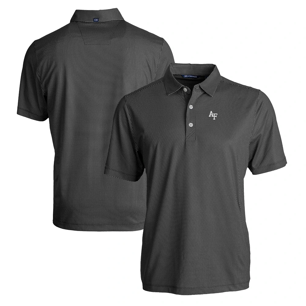 Men's Cutter & Buck Black/White Air Force Falcons Big Tall Pike Eco Symmetry Print Stretch Recycled Polo