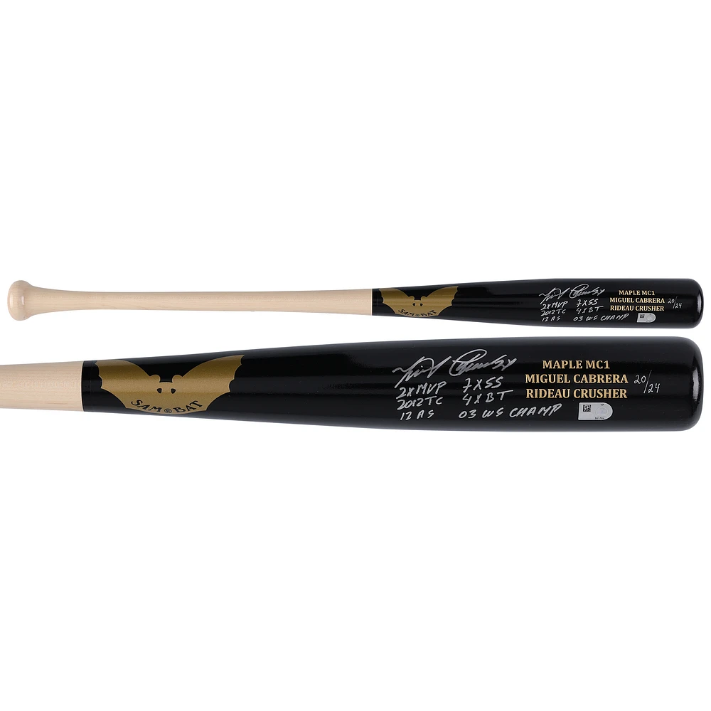 Miguel Cabrera Detroit Tigers Autographed Sam Game Model Bat with Multiple Inscriptions - Limited Edition of 24