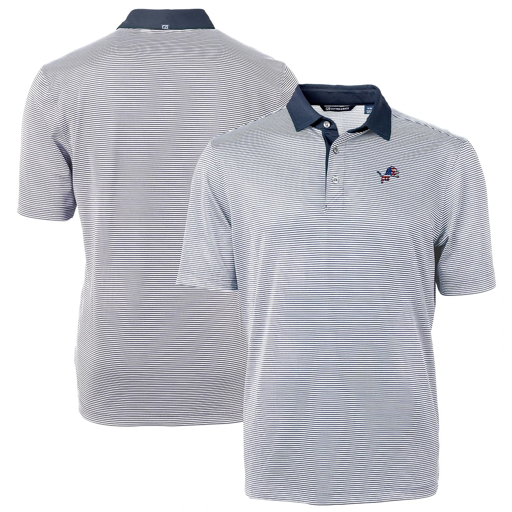 Men's Cutter & Buck Navy/White Detroit Lions Big & Tall Virtue Eco Pique Micro Stripe Recycled Polo