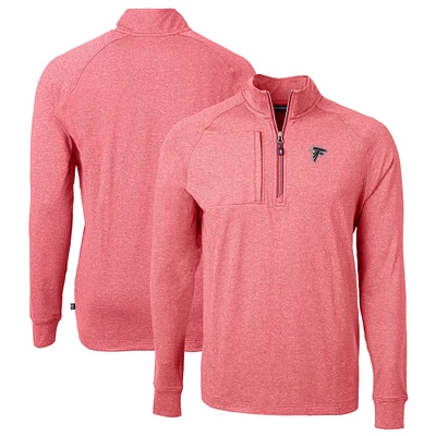 Men's Cutter & Buck Heather Red Atlanta Falcons Big & Tall Adapt Eco Knit Quarter-Zip Pullover Top