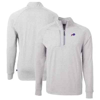Men's Cutter & Buck Heather Buffalo Bills Big & Tall Adapt Eco Knit Quarter-Zip Pullover Top