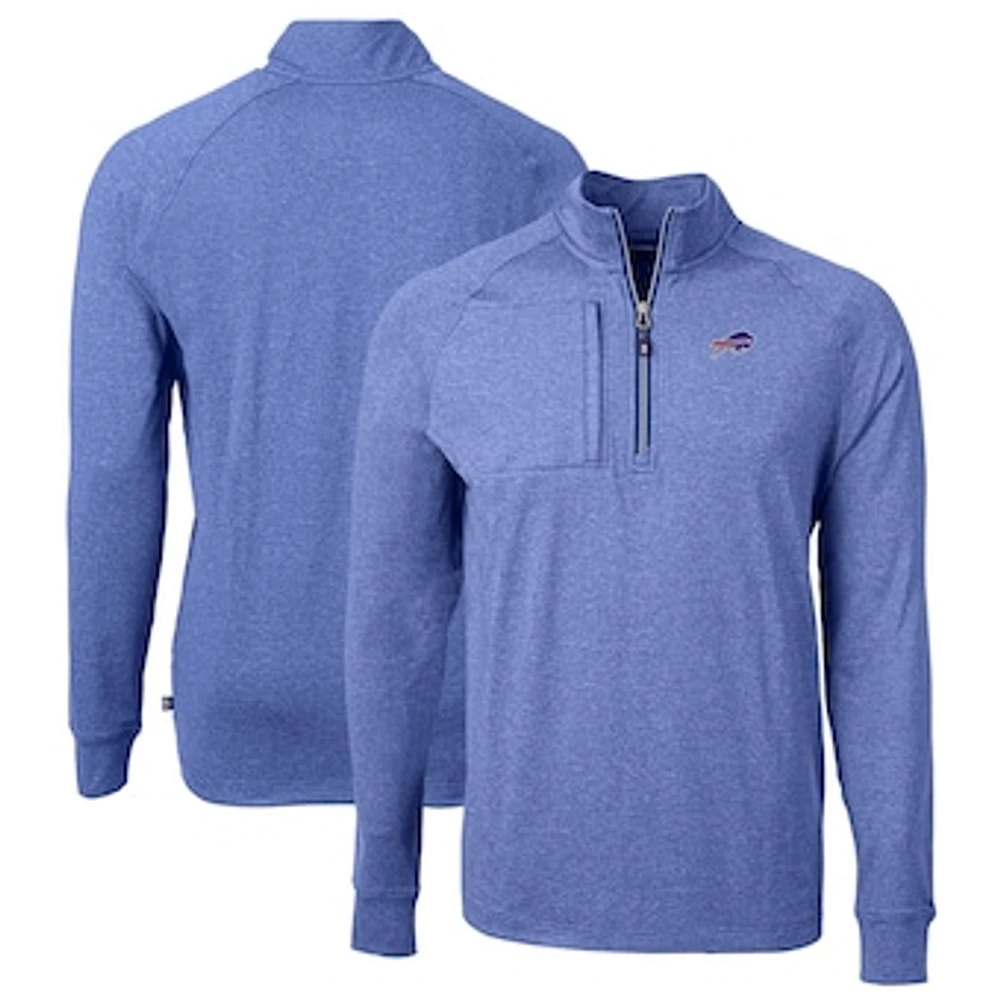 Men's Cutter & Buck Heather Royal Buffalo Bills Big Tall Adapt Eco Knit Quarter-Zip Pullover Top