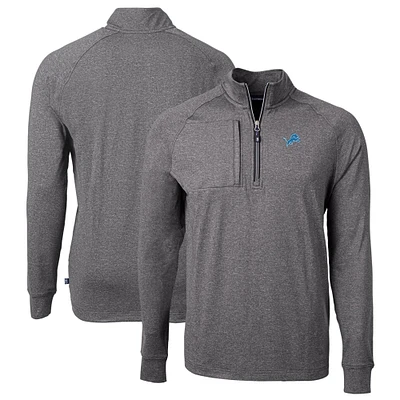 Men's Cutter & Buck Heather Detroit Lions Big Tall Adapt Eco Knit Quarter-Zip Pullover Top