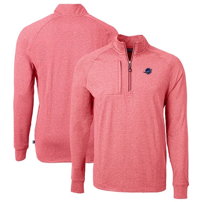 Men's Cutter & Buck Heather Red Miami Dolphins Big & Tall Adapt Eco Knit Quarter-Zip Pullover Top