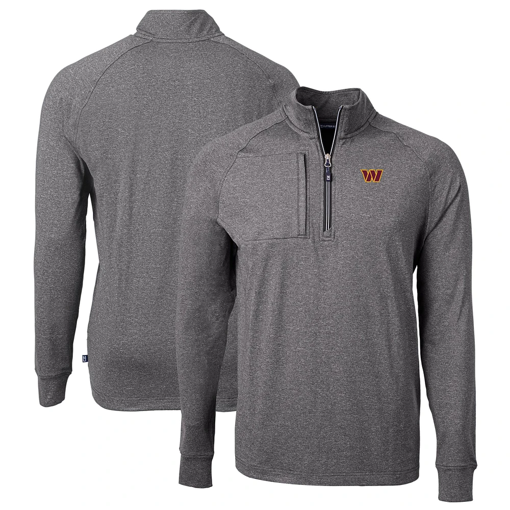 Men's Cutter & Buck Heather Washington Commanders Big Tall Adapt Eco Knit Quarter-Zip Pullover Top