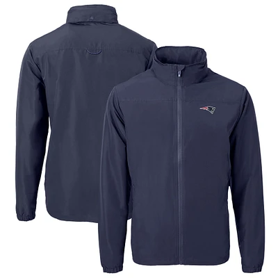 Men's Cutter & Buck Navy New England Patriots Big & Tall Charter Eco Knit Recycled Full-Zip Jacket