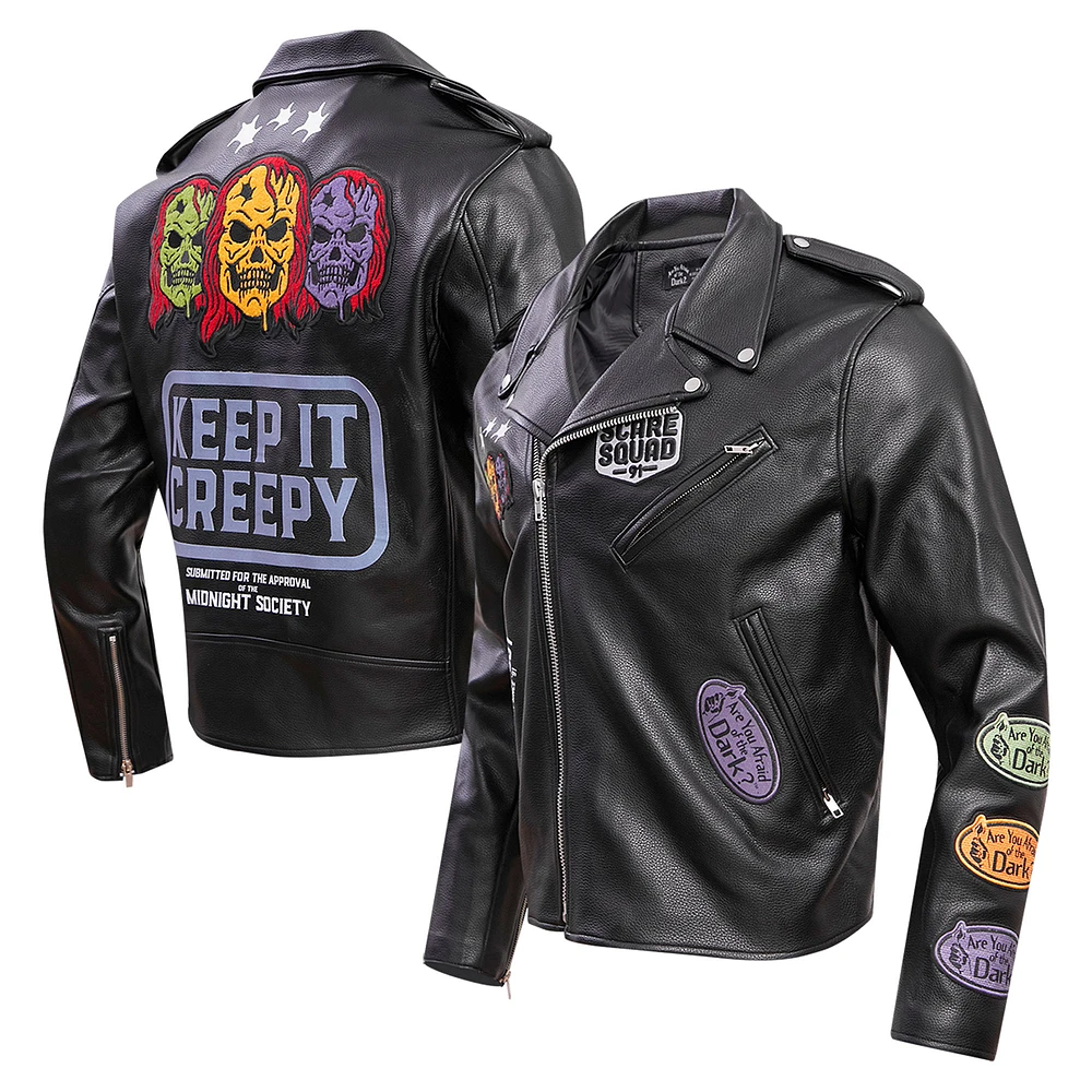 Men's Freeze Max Black Are You Afraid of the Dark? Keep It Creepy Biker Full-Zip Jacket
