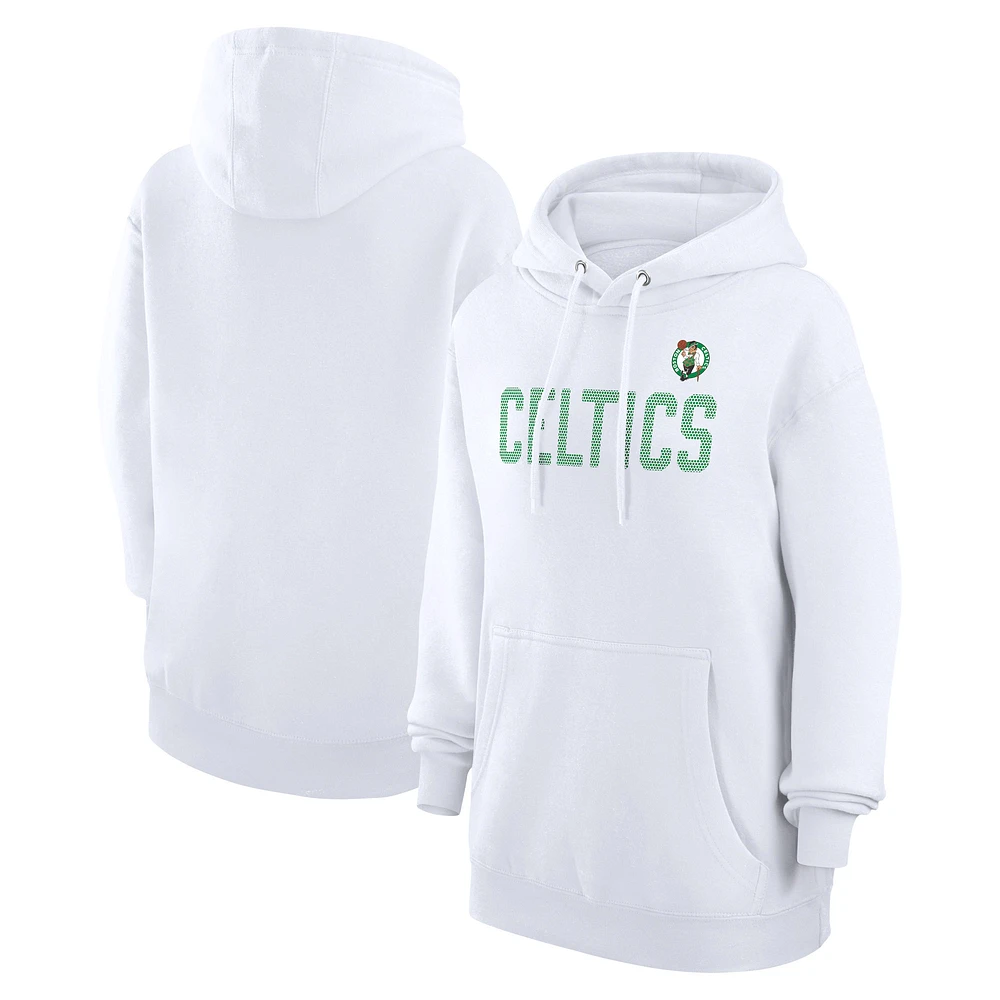Women's G-III 4Her by Carl Banks White Boston Celtics Dot Print Pullover Hoodie